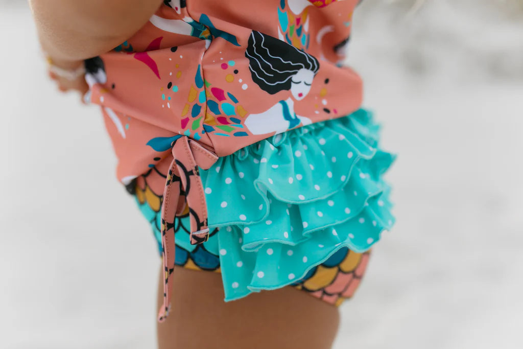 Swimsuit Mermaid Ruffle Coral