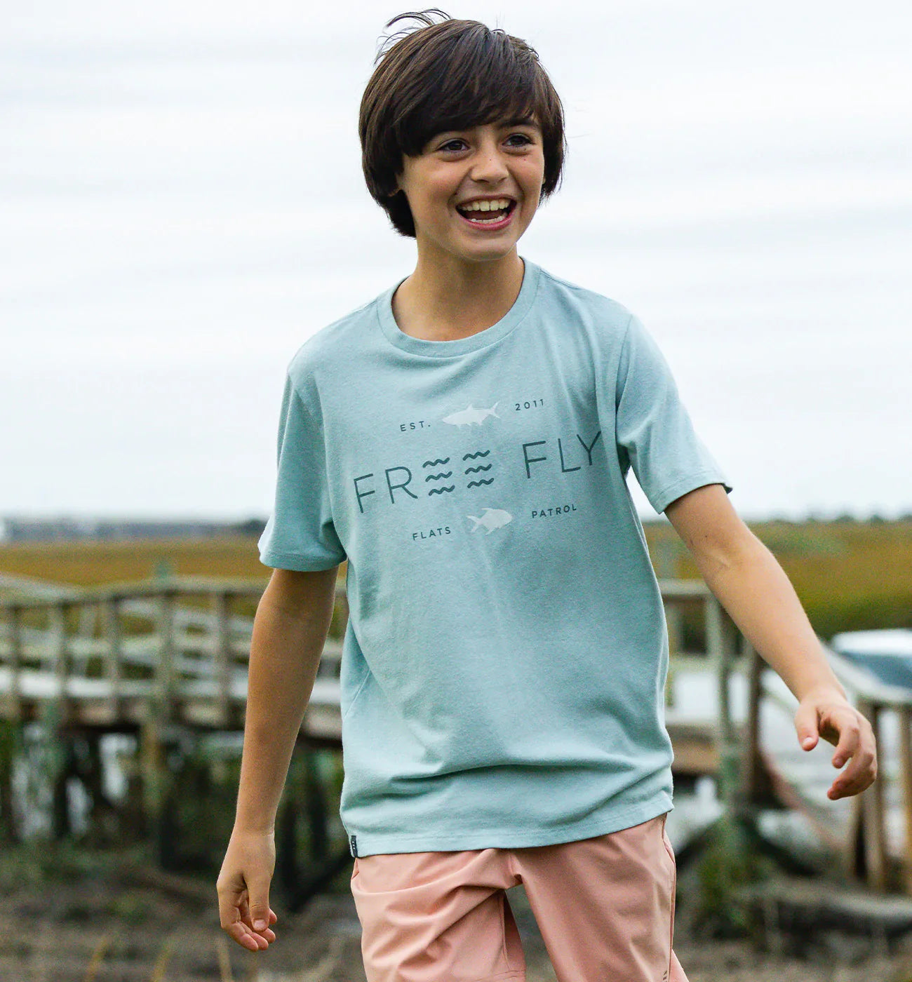 Youth Tropic Hangout Tee Heather Ocean Mist