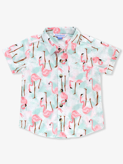 Button Down SS Shirt Flamingo