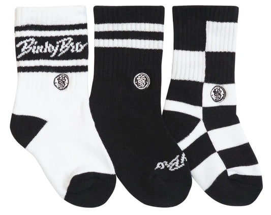 Socks 3PK Checks Black/White