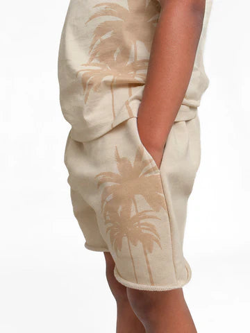 Resort Palm Sweatshort Cream